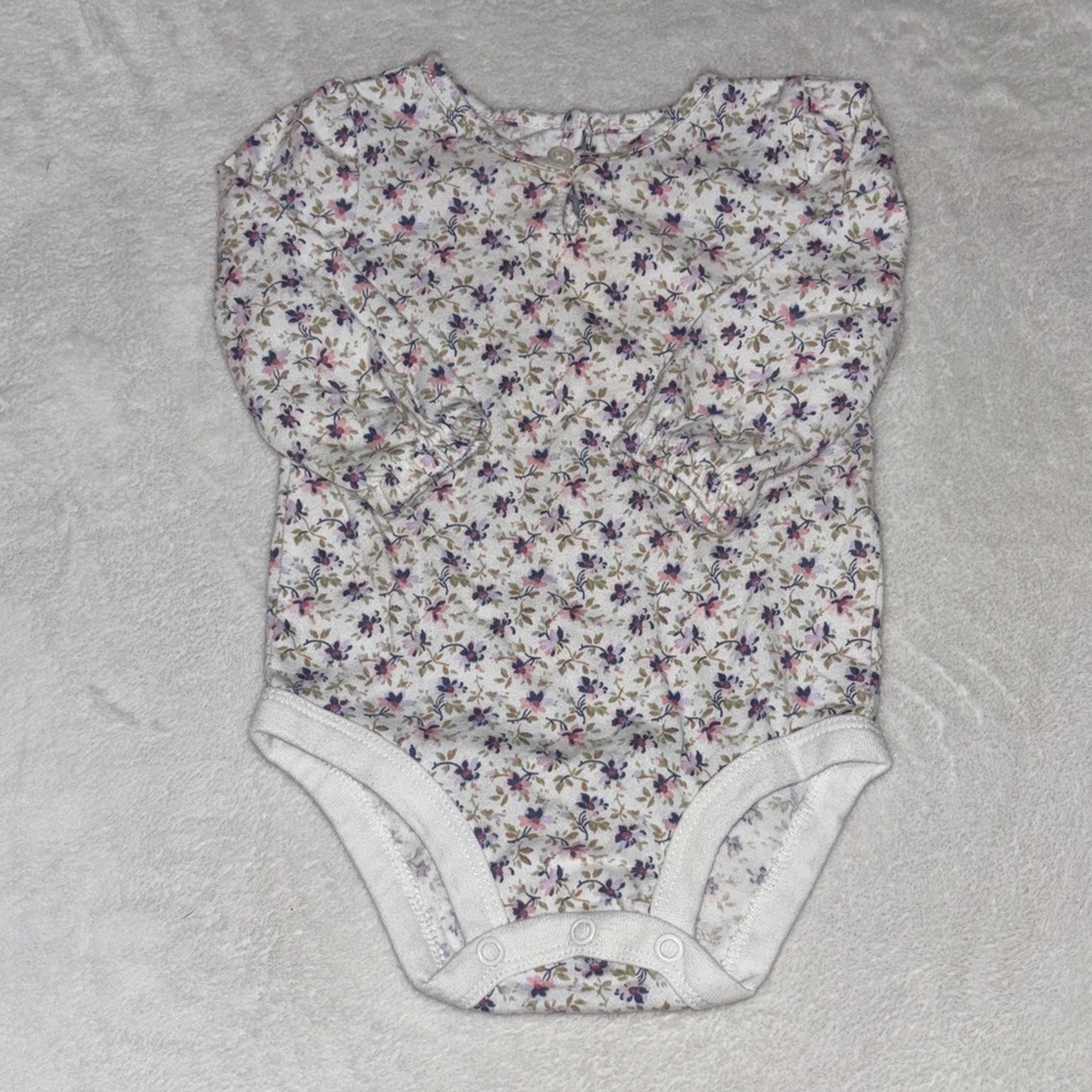 (3 for $10) Oshkosh Floral Long Sleeve Baby Onesie bodysuit